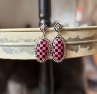 Checkerboard Oval Earrings