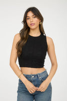 Lace Sleeveless Cropped Knit Tank