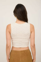 Lace Sleeveless Cropped Knit Tank