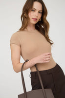 Round Neck Short Sleeve Knit Bodysuit