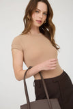 Round Neck Short Sleeve Knit Bodysuit