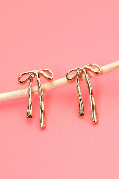 Long Bow Ribbon Stud Earrings