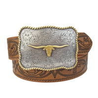 Western Long Horn Buckle Belt