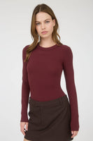 Round Neck Long Sleeve Sweater Bodysuit