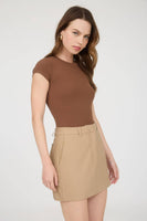 Round Neck Short Sleeve Knit Bodysuit