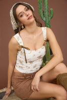 Floral Ribbon Bow Crop Top