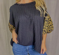 Knit Top w/ Leopard