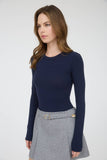 Round Neck Long Sleeve Sweater Bodysuit