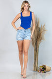 Solid  Square Neck Crop Top