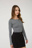 Ribbed Long Sleeve Henley Knit Top