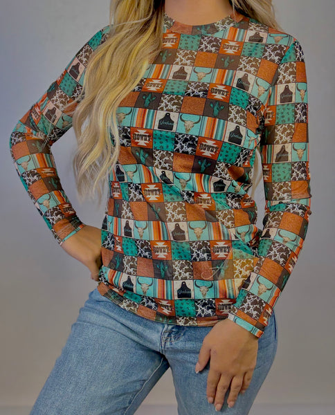 Western Checkered Mesh Top