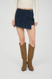 Bow Denim Mini Skort