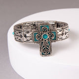 Western Scrolled Filigree Cross Stretch Bracelet