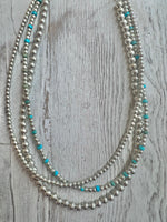 Silver Navajo Bead, Gemstone Necklace