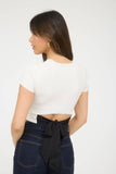 Back Tie Sweater Knit Crop Top