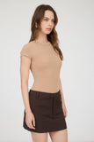Round Neck Short Sleeve Knit Bodysuit