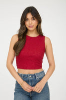 Lace Sleeveless Cropped Knit Tank