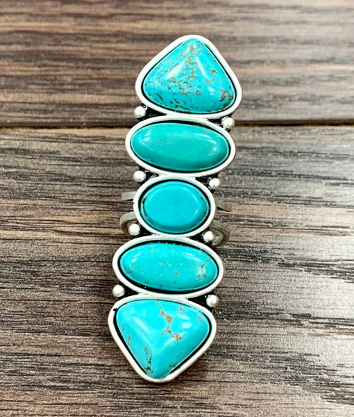 Big Turquoise Adjustable Ring