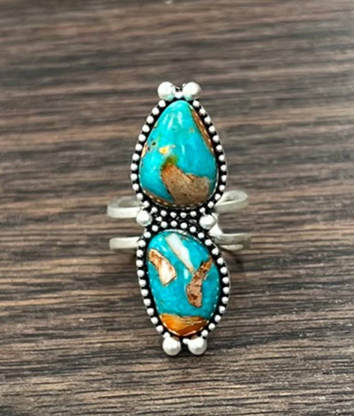 Gemstone Brass Adjustable Ring