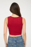 Lace Sleeveless Cropped Knit Tank