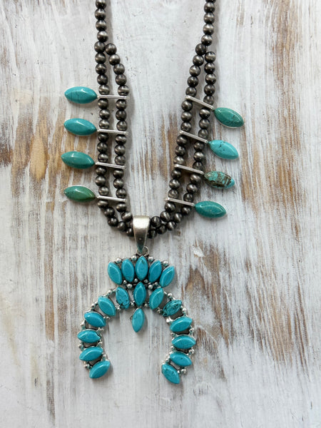 Squash Blossom Turquoise Necklace