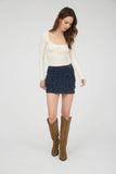 Bow Denim Mini Skort