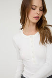 Ribbed Long Sleeve Henley Knit Top