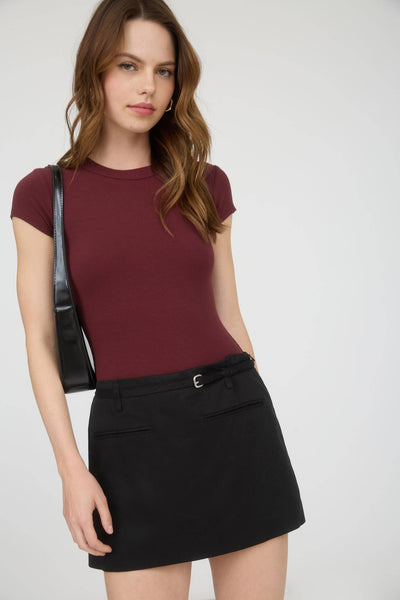 Round Neck Short Sleeve Knit Bodysuit