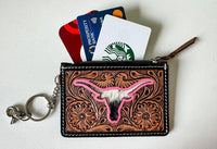 Western Cowhide Leather Keychain Wallet