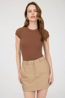 Round Neck Short Sleeve Knit Bodysuit