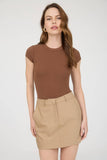 Round Neck Short Sleeve Knit Bodysuit