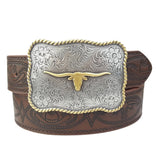 Western Long Horn Buckle Belt