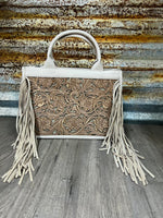 Trinity Ranch Floral Tooled Fringe Carry Tote