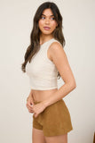 Lace Sleeveless Cropped Knit Tank