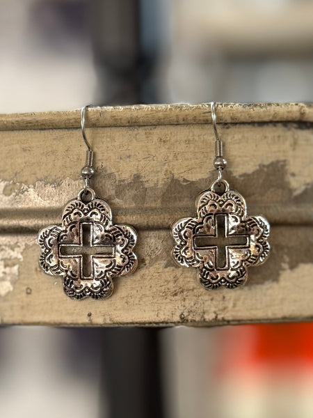 Mini Silver Cross Earrings
