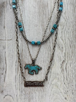 Western Multi Layered with Stone Pendant Necklace