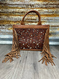 Trinity Ranch Floral Tooled Fringe Carry Tote