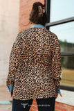 Brown Leopard Double Layered Denim Thermal Jacket