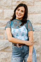 Jade Lace Short Sleeve Stretch Top