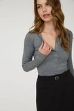 Ribbed Long Sleeve Henley Knit Top