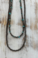 30" 2-strand 6mm Polish Navajo Turquoise Necklace