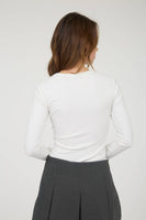 Ribbed Long Sleeve Henley Knit Top