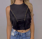 Suede Fringe Top