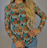 Western Checkered Mesh Top