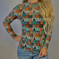 Western Checkered Mesh Top