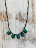 Handmade 17" Navajo 18mm Drop Turquoise Necklace