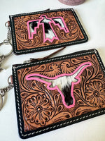 Western Cowhide Leather Keychain Wallet