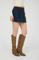 Bow Denim Mini Skort