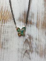15" Navajo Butterfly Bezel Set Gemstone Necklace