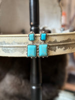 Double Stone Rectangle Earring